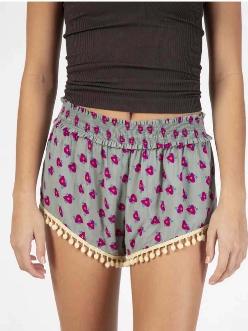 Natural Life Gray Fringe Shorts